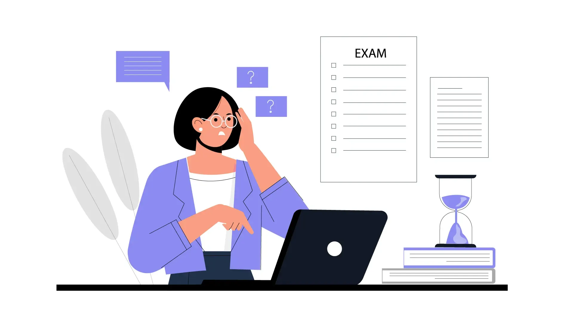 Focused Exam Preparation with Online Resources in Flat 2D Illustration image